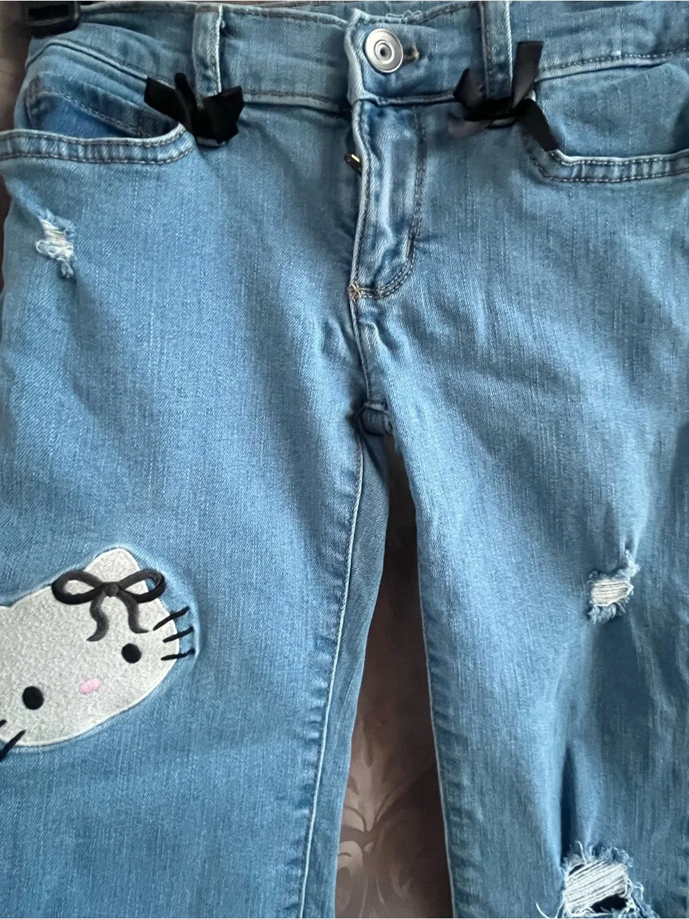 The Children's Place Light Blue Jeans with Hello Kitty Patch